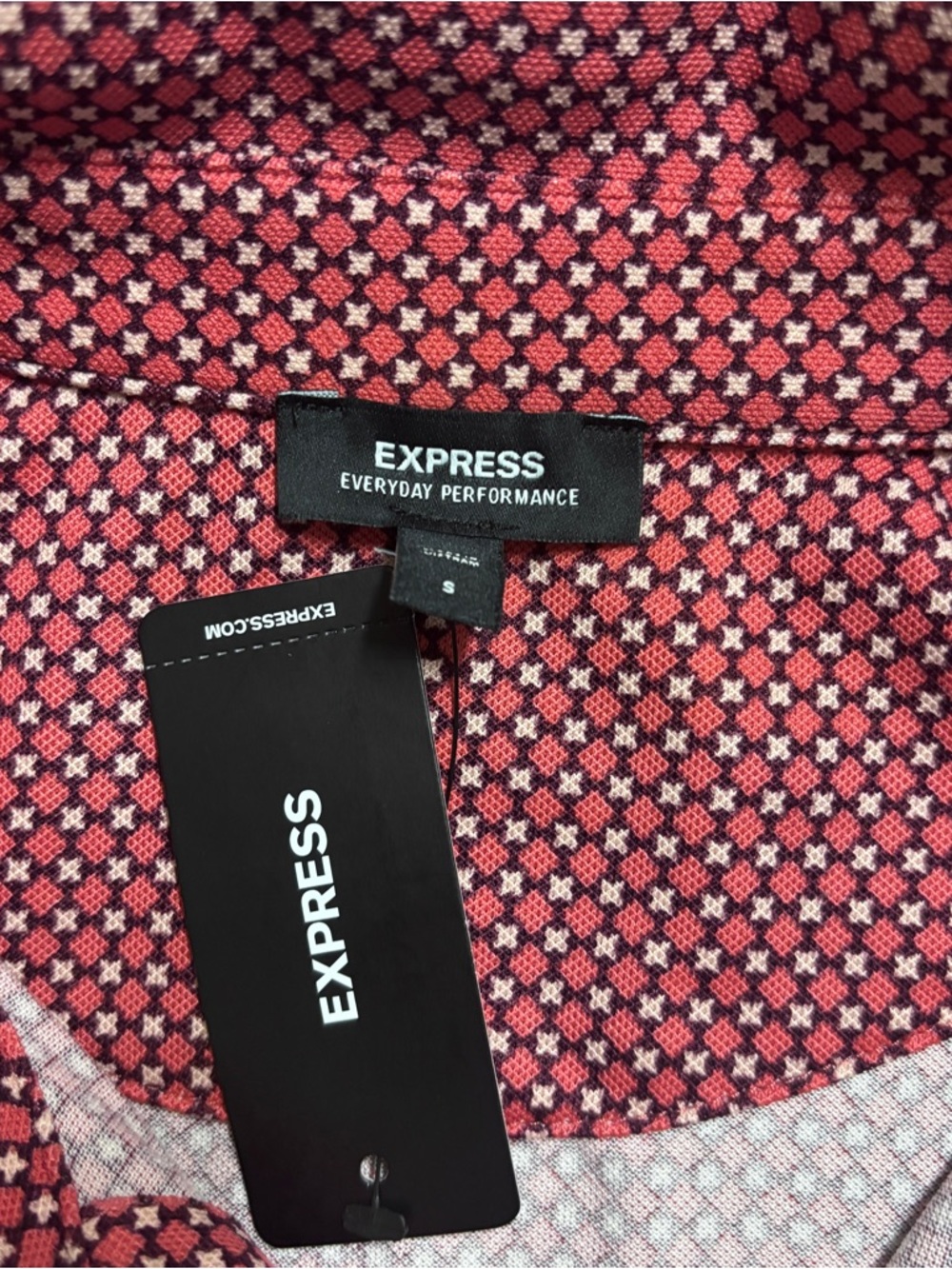 Express Red Micro-Print Polo - Picture 2 of 4